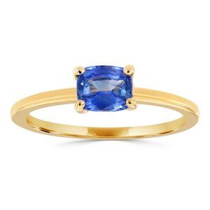 14k Yellow Gold Blue Sapphire Solitaire Ring 2/3ct